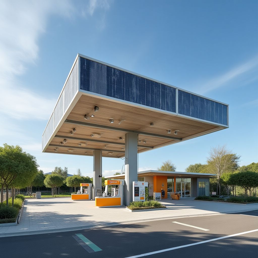 Estación YPF con paneles solares
